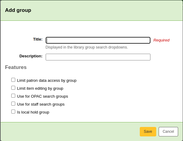 New library group form