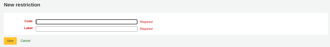 New patron restriction type form